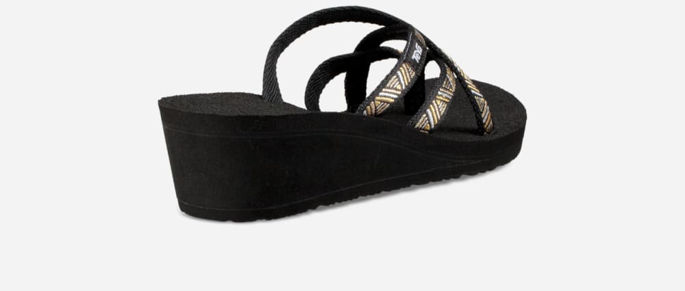 Chanclas Teva Mush Mandalyn Wedge Ola 2 Mujer Negros Metal | México-4097