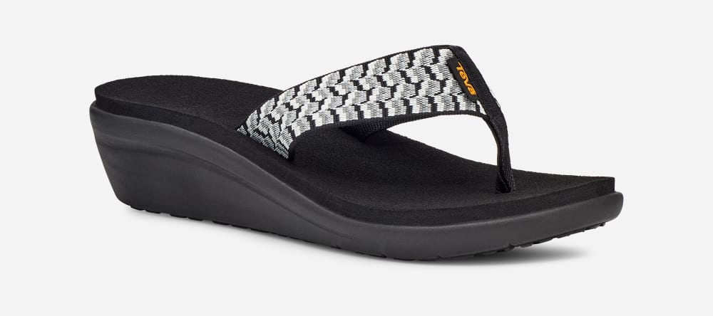 Chanclas Teva Voya Wedge Mujer Negros Blancos | México-9804