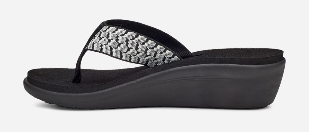 Chanclas Teva Voya Wedge Mujer Negros Blancos | México-9804