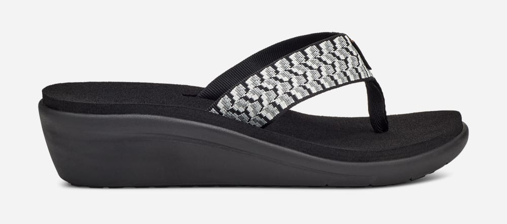 Chanclas Teva Voya Wedge Mujer Negros Blancos | México-9804