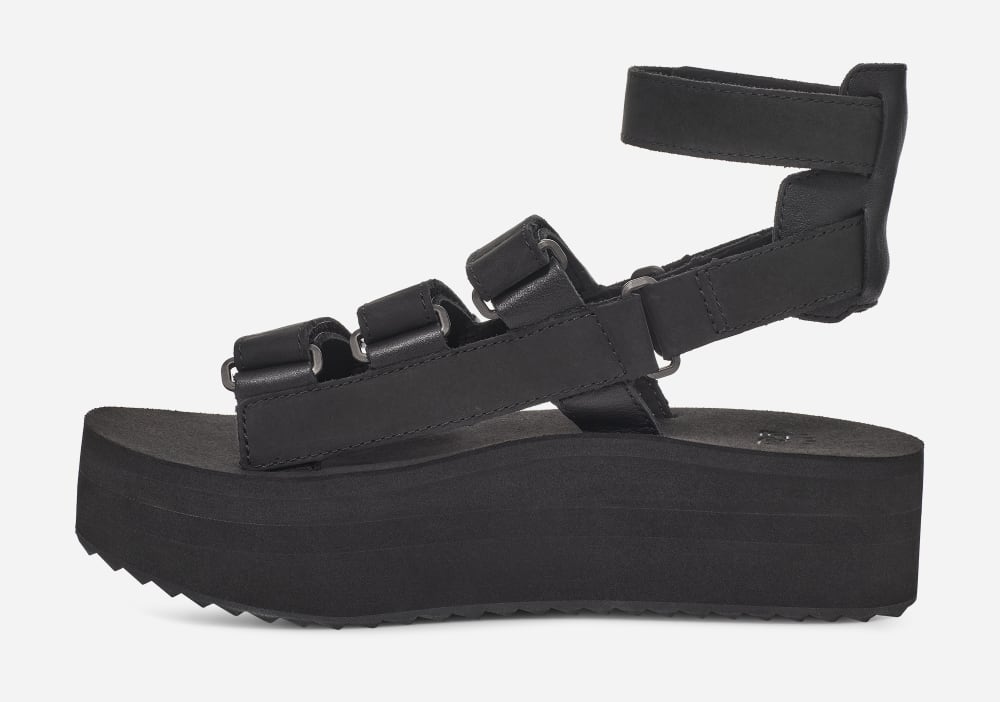 Sandalias de Plataforma Teva Flatform Mevia Leather Mujer Negros | México-9657