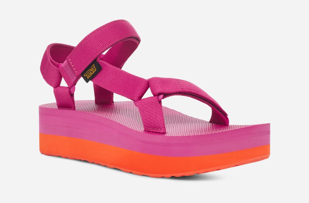 Sandalias de Plataforma Teva Flatform Universal Mujer Rosas Morados Naranjas | México-5908