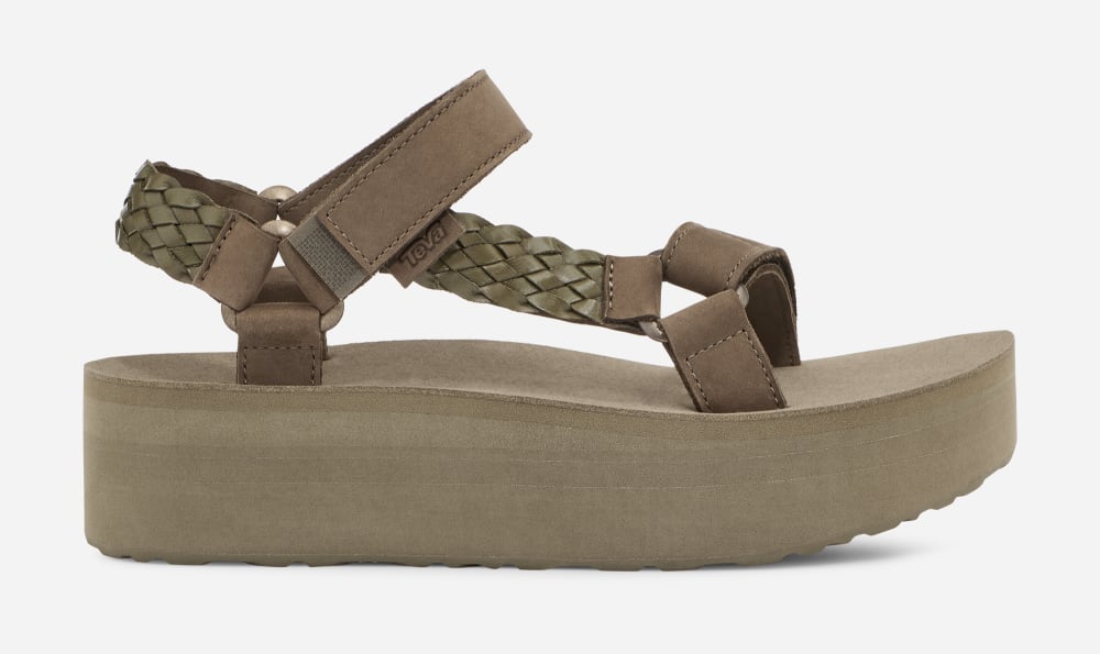 Sandalias de Plataforma Teva Flatform Universal Interweave Mujer Verde Oliva | México-8573